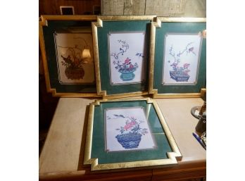 4 FRAMED, SIGNED ASIAN PRINTS