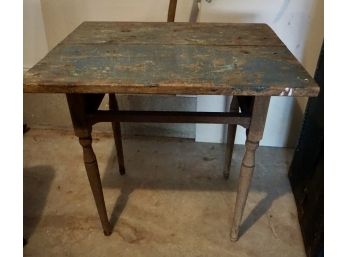 ANTIQUE WORK TABLE ORIGINAL BLUE PAINT