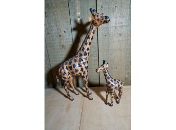 PAIR PAPER MACHE GIRAFFES