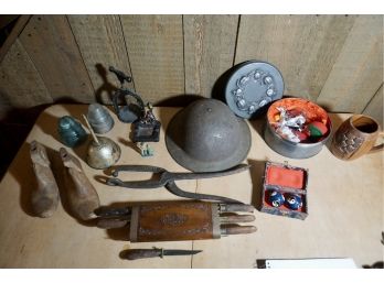 20 PIECE MISC LOT INCLUDING WW1 HELMET