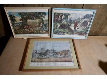 3 Currier & Ives Reprint Prints