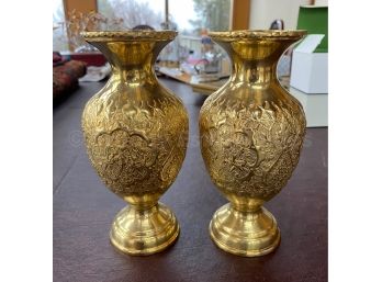 Pair Brass Persian Vases