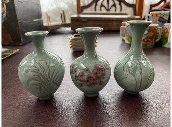 Three Korean Celadon Vases