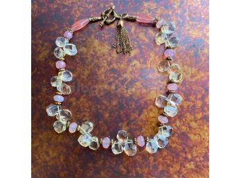 Crystal And Pink Beaded Necklace