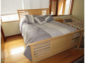 Queen Light Wood Bed