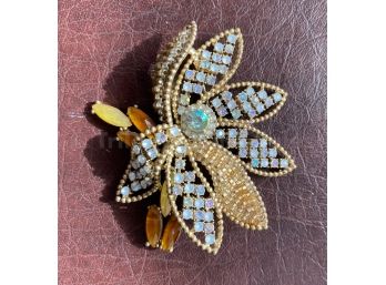 Rhinestone Flower Brooch