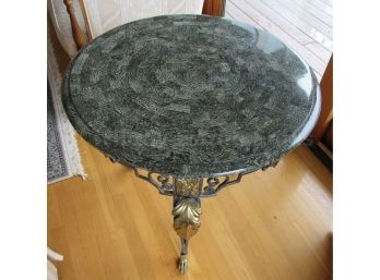 Marble And Metal Round Endtable