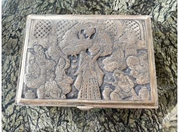 Persian Footed Standard Silver Repousse Box