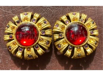 Vintage Craft Clip Earrings