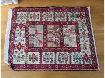 Tribal Scatter Rug With Birds In Center