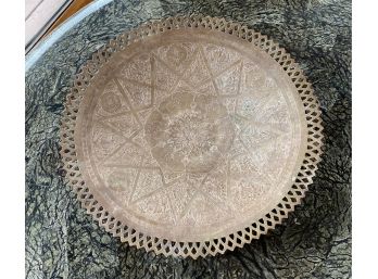 Hand Chased Persian Reticulated Edge Footed Round Tray