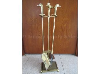 Brass Duckhead Fireplace Tools