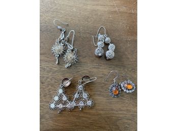 4 Earring Lot Including Sterling Silver H