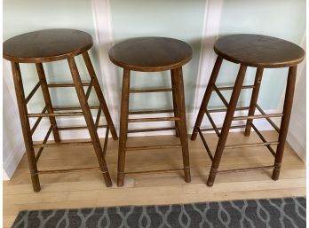 3 Wooden Stools 2 - 26' 1 - 27'