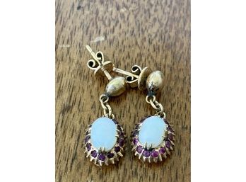 14k Gem Stone Dangle Earrings