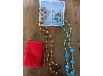 2 Vecchia Murano Glass Bead Necklaces