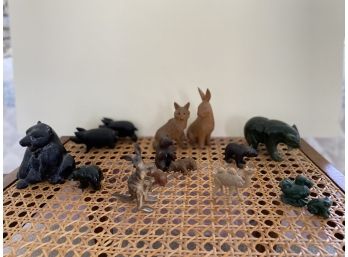 Fifteen Wooden Figurines Including Fox Etc.