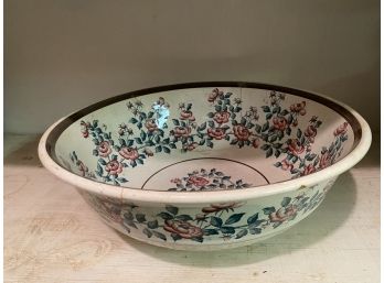 Large Floral Bowl For Outside (see Hairline Crack)