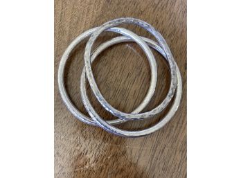 3 Hammered Silver Bangles