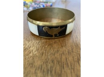 Wide Bangle With Inlaid Designs