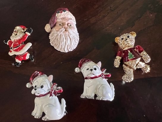Holiday, Santa And Dog Pins