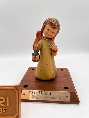 ANRI 'pathfinder' Wood Carved Sculpture With Base By J Ferrandiz