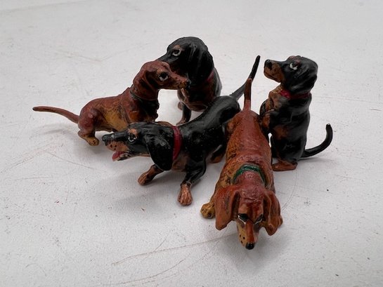A Pile Of Dachshunds!  Vienna, Austria  Bronze Cold Painted By Bermann
