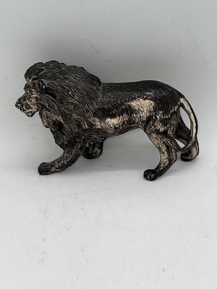 Incredible Detailed  Silver Lion Figurine Approx 6'