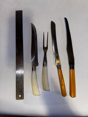 2 Setsof Vintage Cutlery Knives And Serving Fork