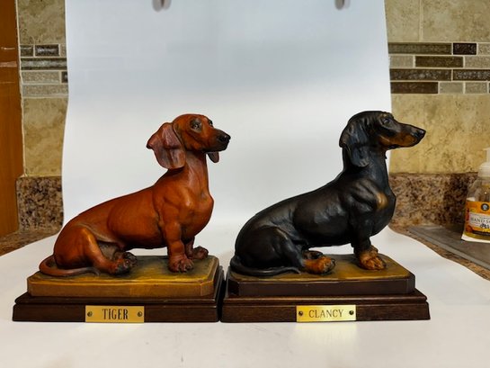 A Pair Of Dachshund Statues By H. Diller