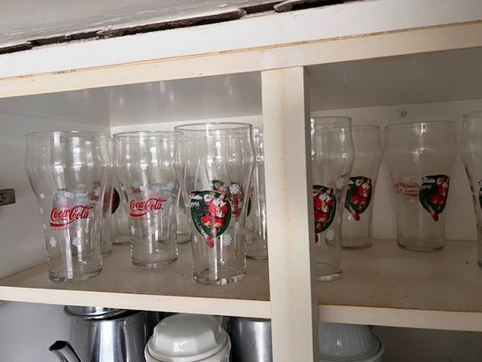 Multiple 12 Coca Cola Christmas Glasses 1996