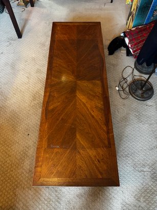 A Beauty! Elongated Inlaid Wood Coffee Table See All Photos