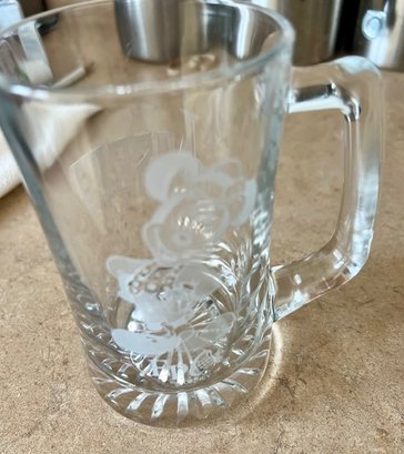 Disney Etched Glass Beer Mug