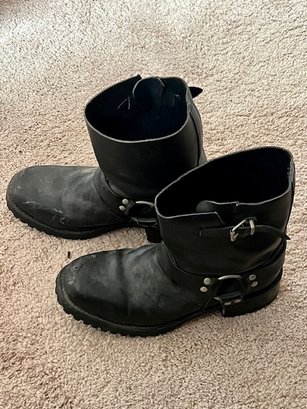 Motorcycle Boots Black Leather Men's Size 10 1/2