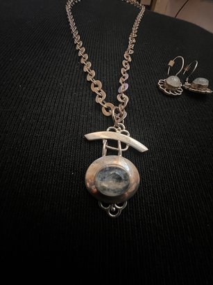 Moonstone And Sterling Silver Set Necklace And Earrings