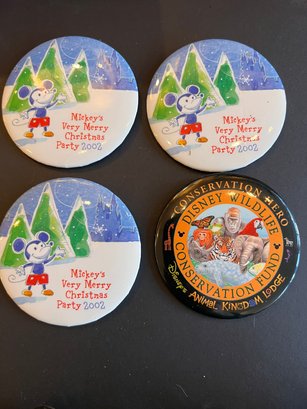 A Group Of 4 Disney Pins Early 2002 Mickeys Christmas Party