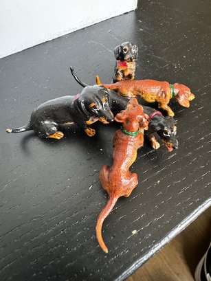 A Pile Of Dachshund Puppies! Austrian Bronze Cold Painted