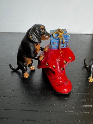 Vienna Bronze Dachshund With A Shoe Full Of Presents