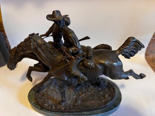 Frederic Remington Bronze 'Wounded Bunkie' From The Remington Museum