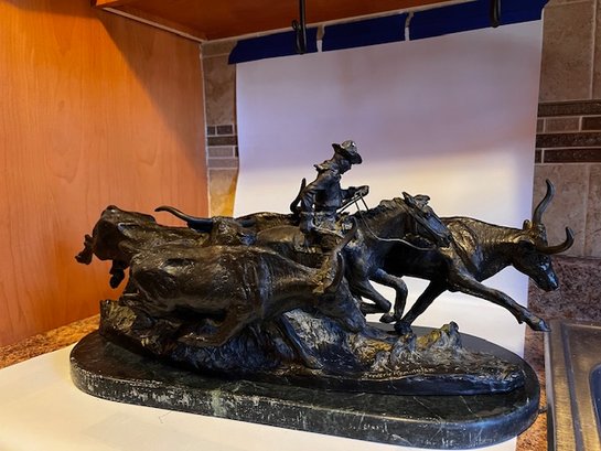 Frederic Remington Bronze 'the Stampede' From The Remington Museum