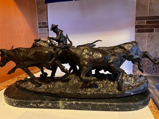 Frederic Remington Bronze 'the Stampede' From The Remington Museum Approx 24-26' W