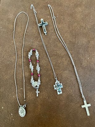 Group Of Religious Jewelry Crosses, Etc