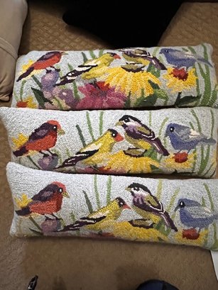 3 Oblong Bird Pillows Beautifully Made Like New!