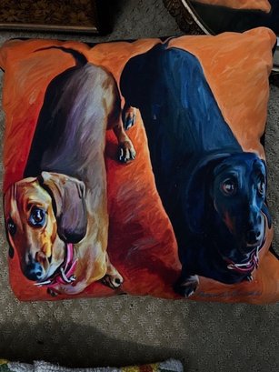 A Large Pillow Of A A Pair Of Dachshunds By Robert Mc Clintock