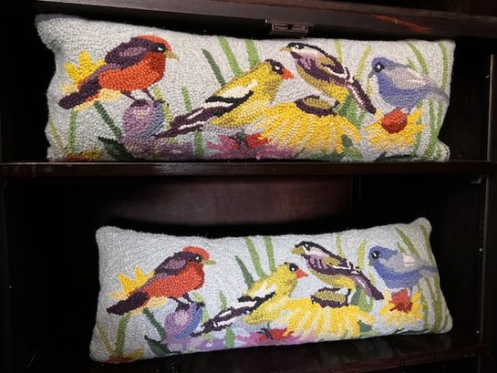 A Pair Of Beautiful Bird Pillows Needlework