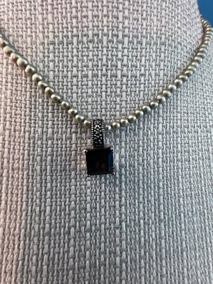 Deep Garnet Drop Necklace 925  On  Bead Chain