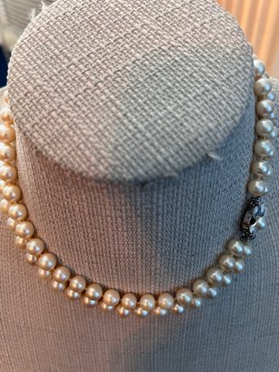 Double Strand Hong Kong Pearls With 14k White Gold Clasp ( Untested)