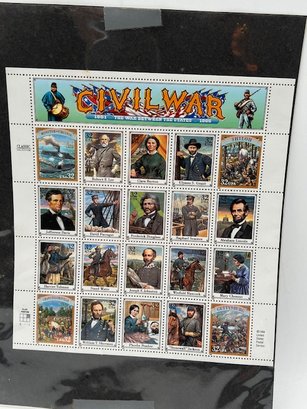 Sheet Of Civil War Stamps