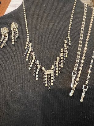 Fabulous Crystal Necklace, 3 Bracelets, And Earrings