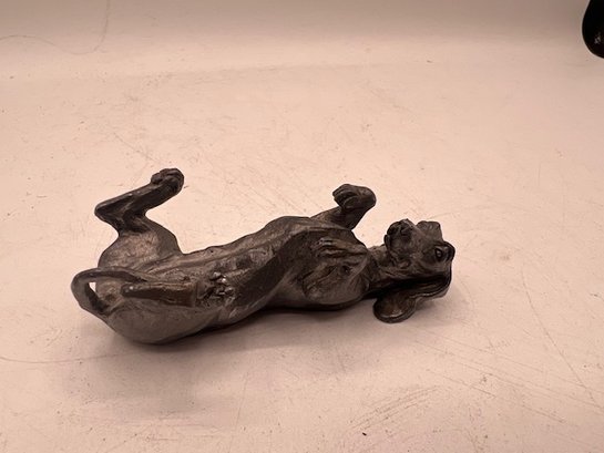 Dachsund Small Pewter Figurine On It's Back